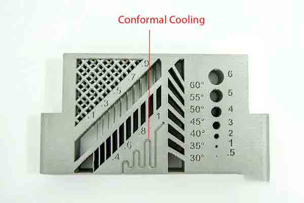 Detail of 3D conformal cooling channels