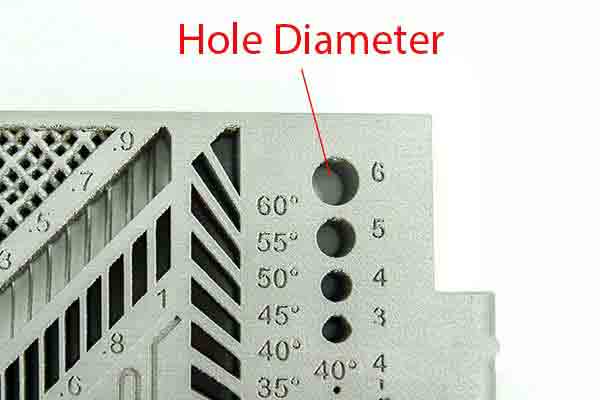 Detail of 3D printed hole diameter