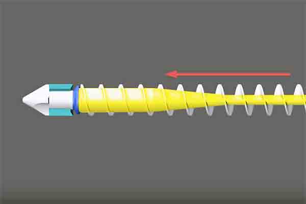 Graphic of reciprocating screw in PIM machine