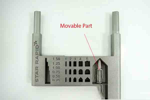 Detail of 3D printed moveable part-within-part