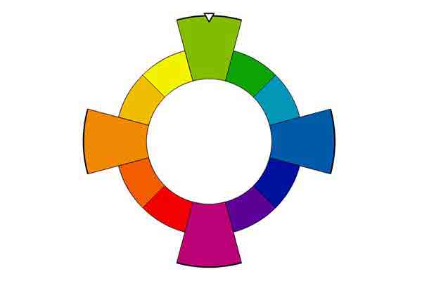 Color wheel showing square color family