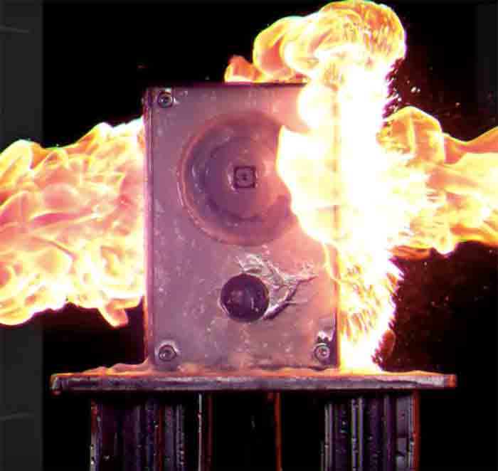 Turbine series intercom undergoing fire test