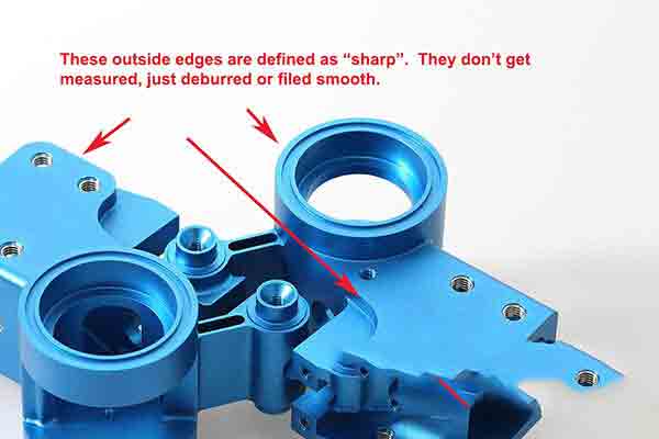 Illustration of sharp edges in CNC machined parts at Michigan CNC Machining Parts, Inc.