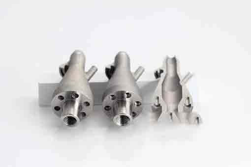 3D printed metal nozzle, cutaway view, from Michigan CNC Machining Parts, Inc.