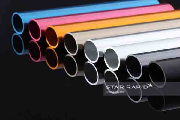 Multicolored, anodized aluminum tubes, Michigan CNC Machining Parts, Inc.