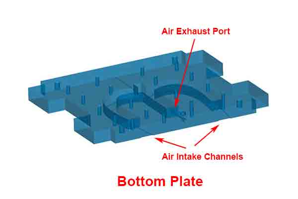 CAD drawing of bottom vacuum holding plate at Michigan CNC Machining Parts, Inc.