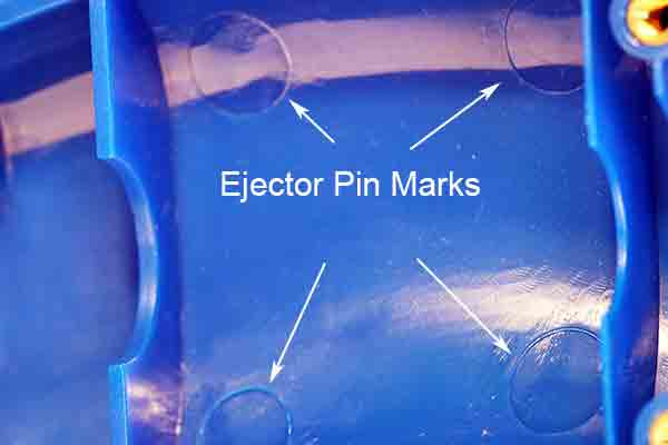 Details of ejector pin marks, plastic injection molding, Michigan CNC Machining Parts, Inc.