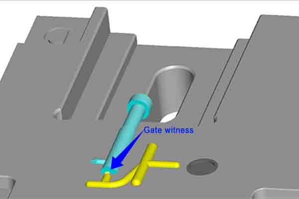Illustration of gate witness for plastic injection molding at Michigan CNC Machining Parts, Inc.
