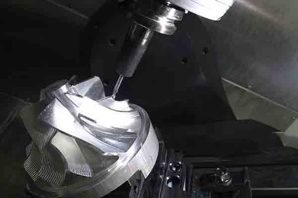 Precision 5-axis machining of aluminum rotor at Michigan CNC Machining Parts, Inc.