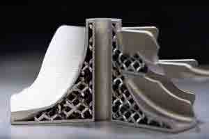 Cutaway view of 3D metal printed rotor with internal lattice at Michigan CNC Machining Parts, Inc.